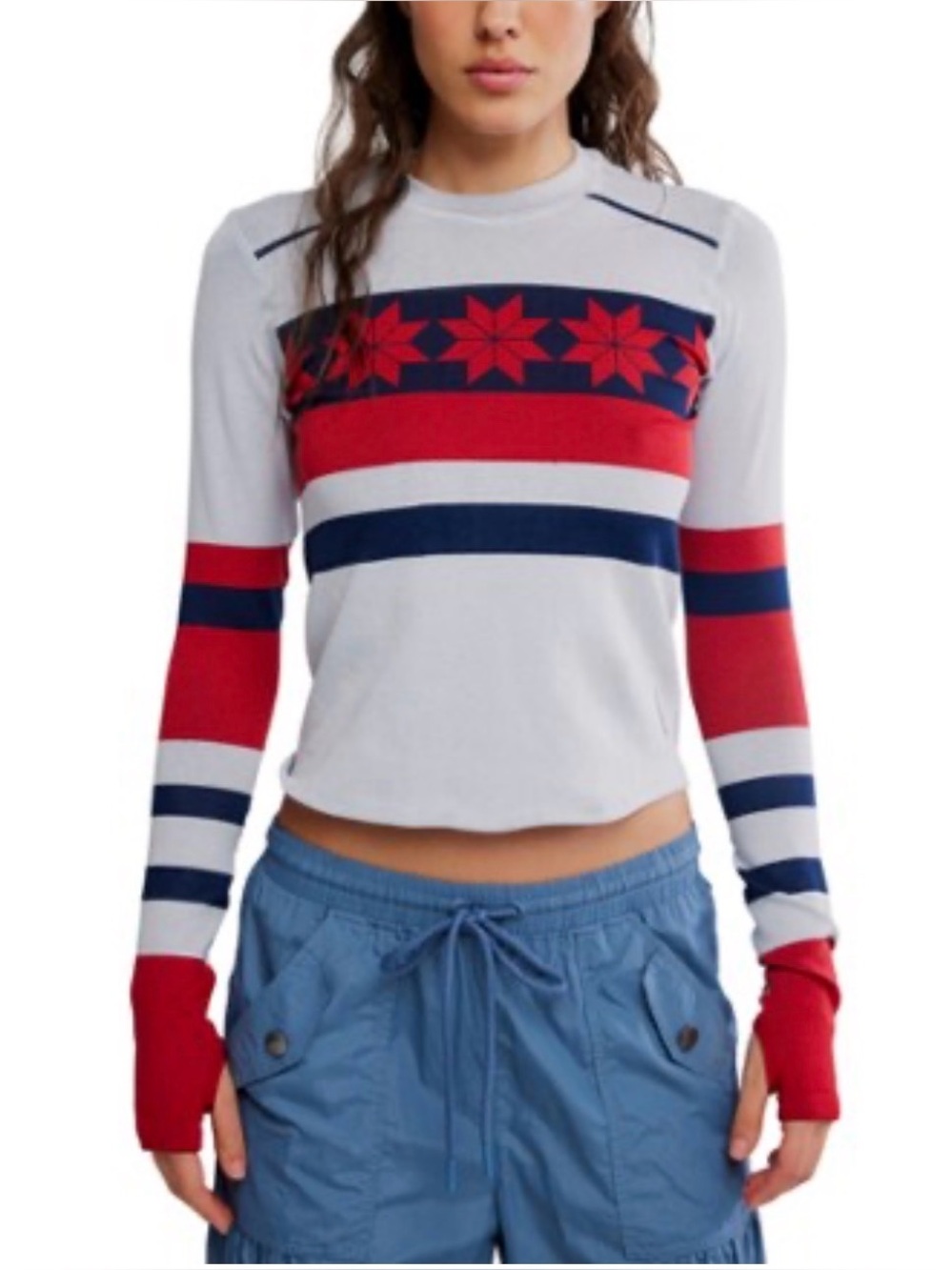 NEW Free People Movement Myoko Jacquard Base Layer Top XS/S